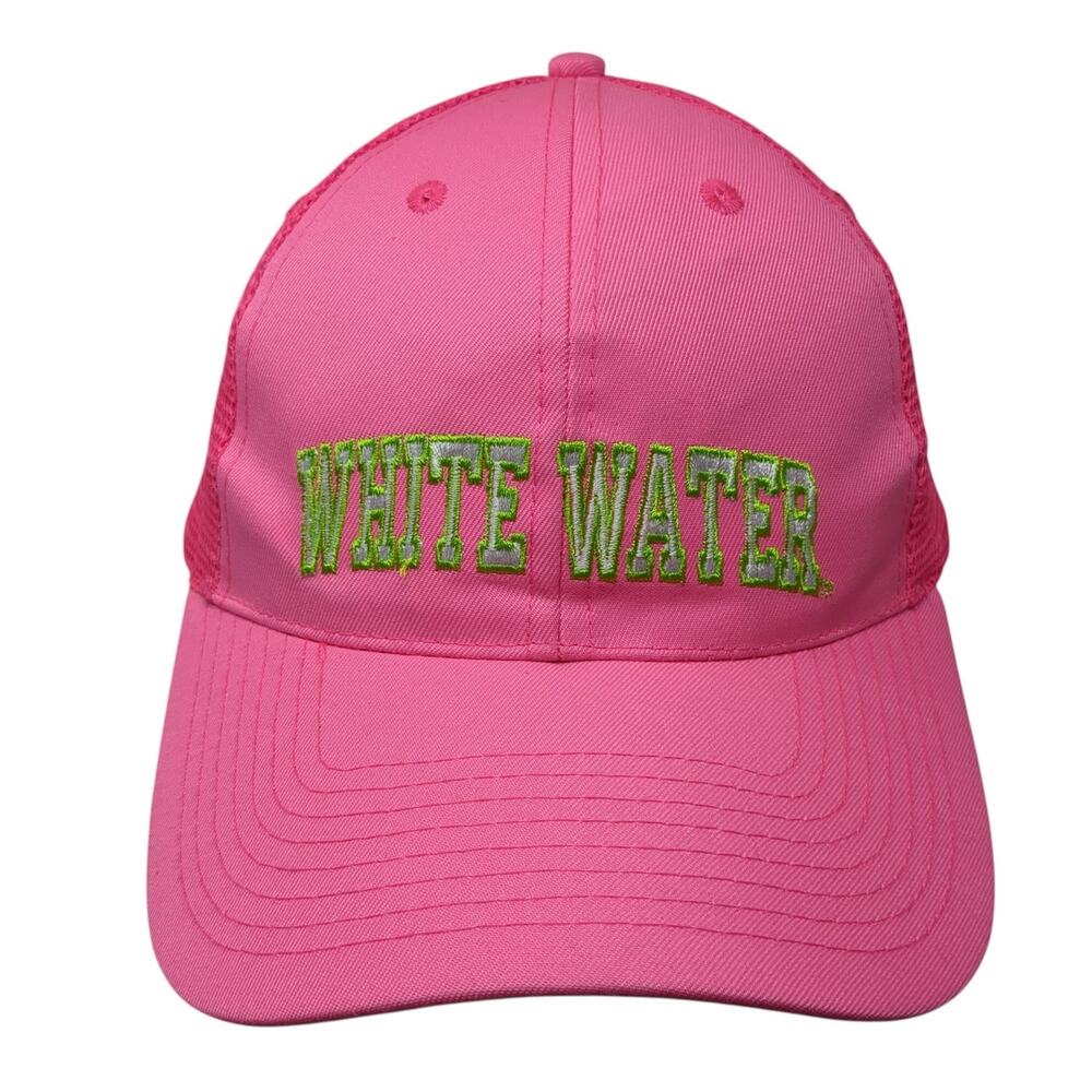 White Water Strapback Trucker Hat Pink One Size Mesh Back DMR Classic Headwear